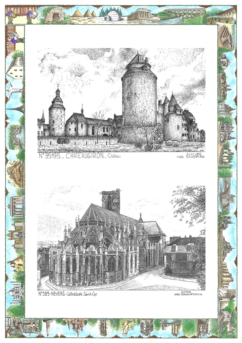 MONOCARTE N 35195-58009 - CHATEAUGIRON - ch�teau / NEVERS - cath�drale st cyr