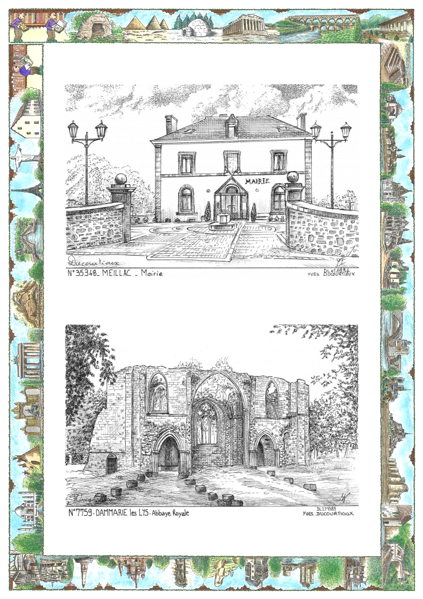 MONOCARTE N 35348-77059 - MEILLAC - mairie / DAMMARIE LES LYS - abbaye royale