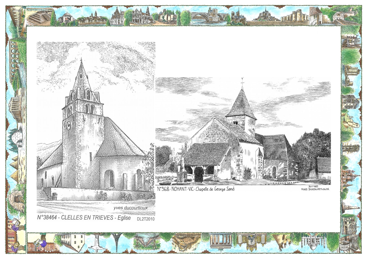 MONOCARTE N 36008-38464 - NOHANT VIC - chapelle de george sand / CLELLES EN TRIEVES - �glise