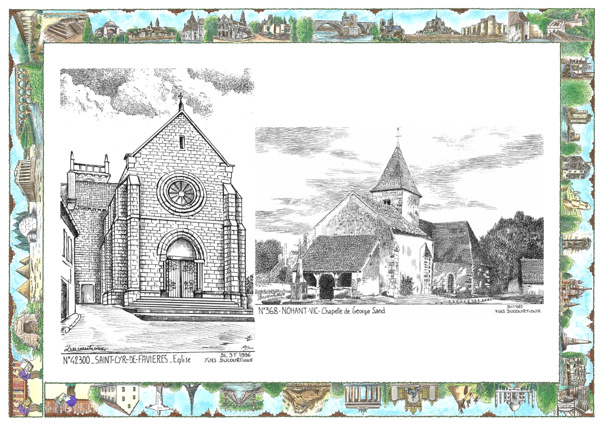 MONOCARTE N 36008-42300 - NOHANT VIC - chapelle de george sand / ST CYR DE FAVIERES - �glise