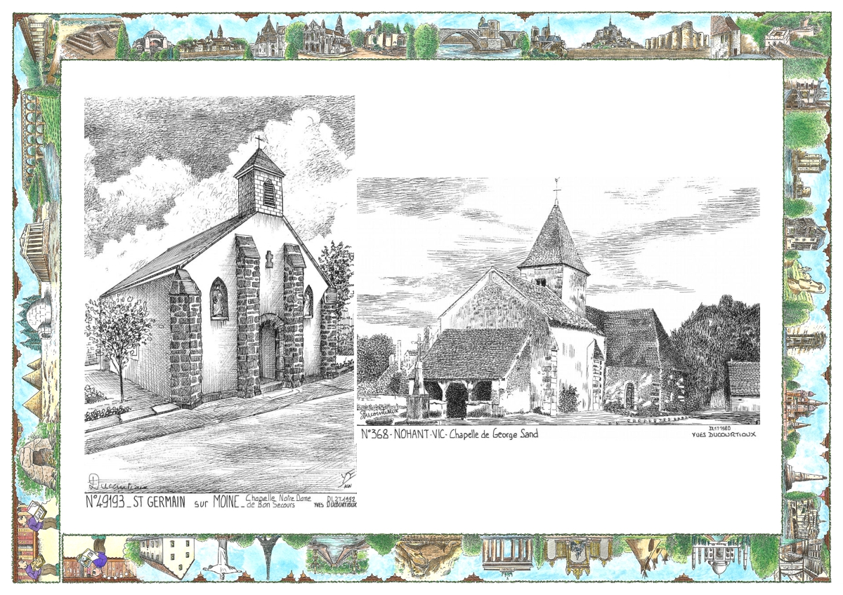 MONOCARTE N 36008-49193 - NOHANT VIC - chapelle de george sand / ST GERMAIN SUR MOINE - chapelle nd de bonsecours