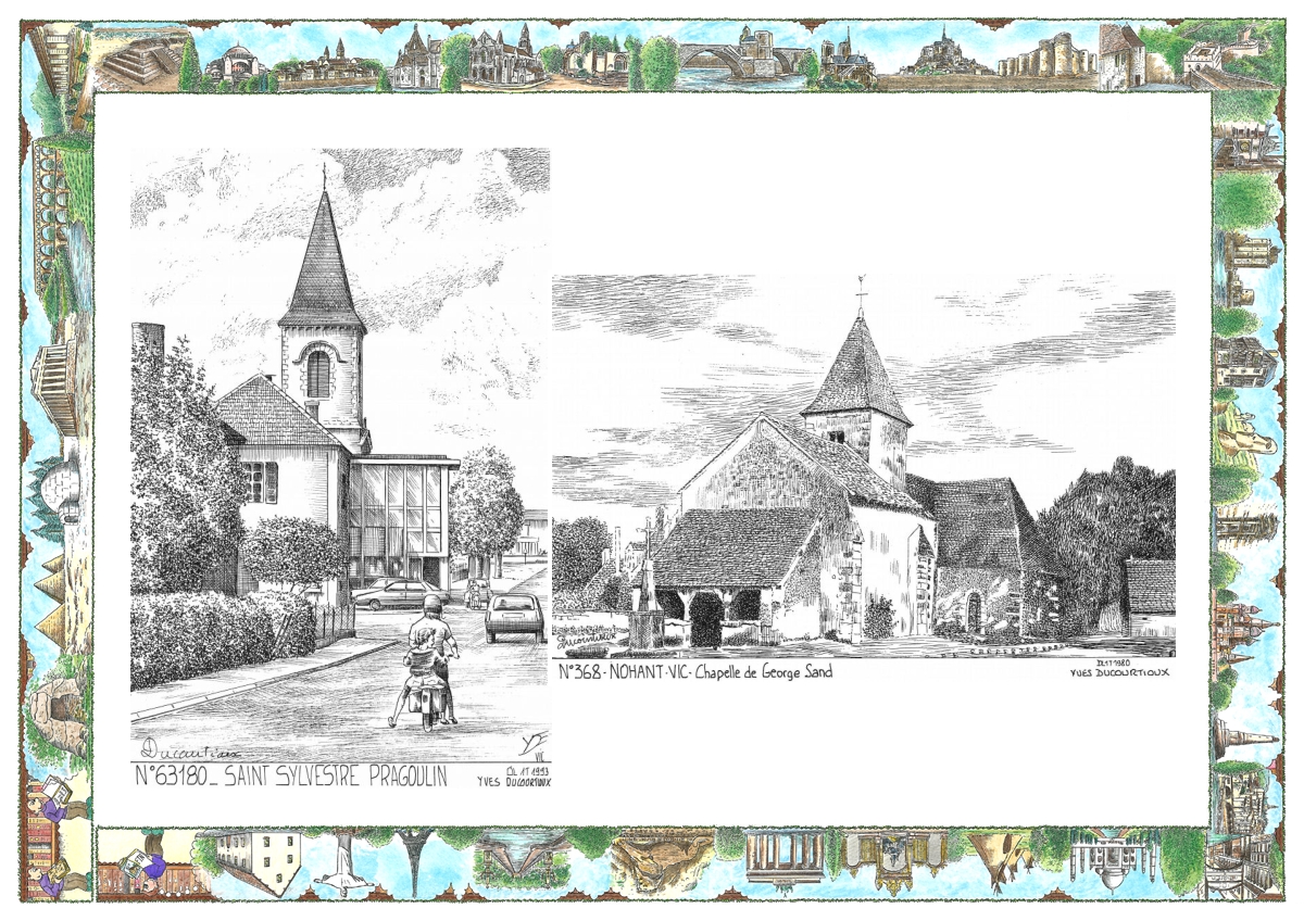 MONOCARTE N 36008-63180 - NOHANT VIC - chapelle de george sand / ST SYLVESTRE PRAGOULIN - vue