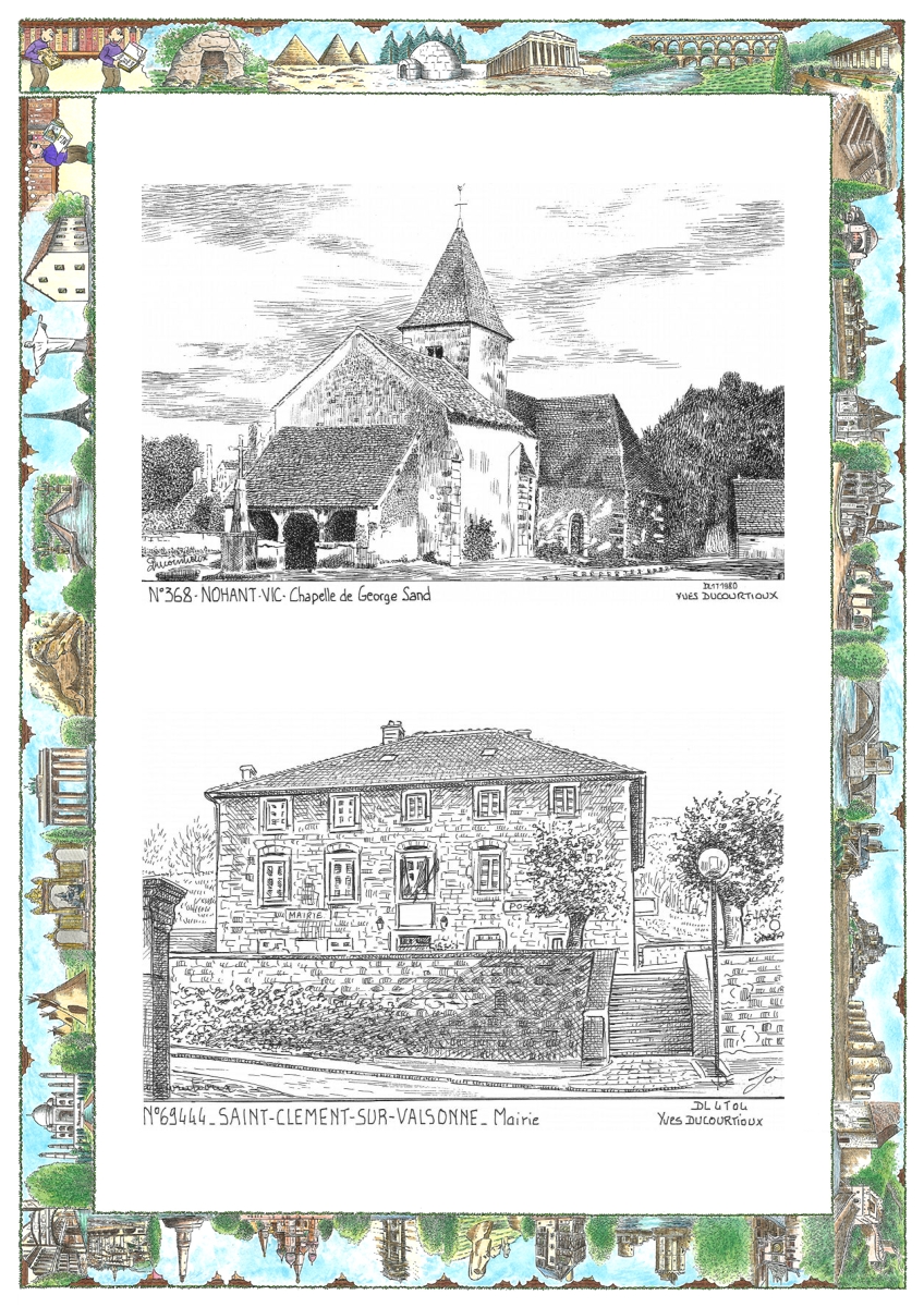 MONOCARTE N 36008-69444 - NOHANT VIC - chapelle de george sand / ST CLEMENT SUR VALSONNE - mairie