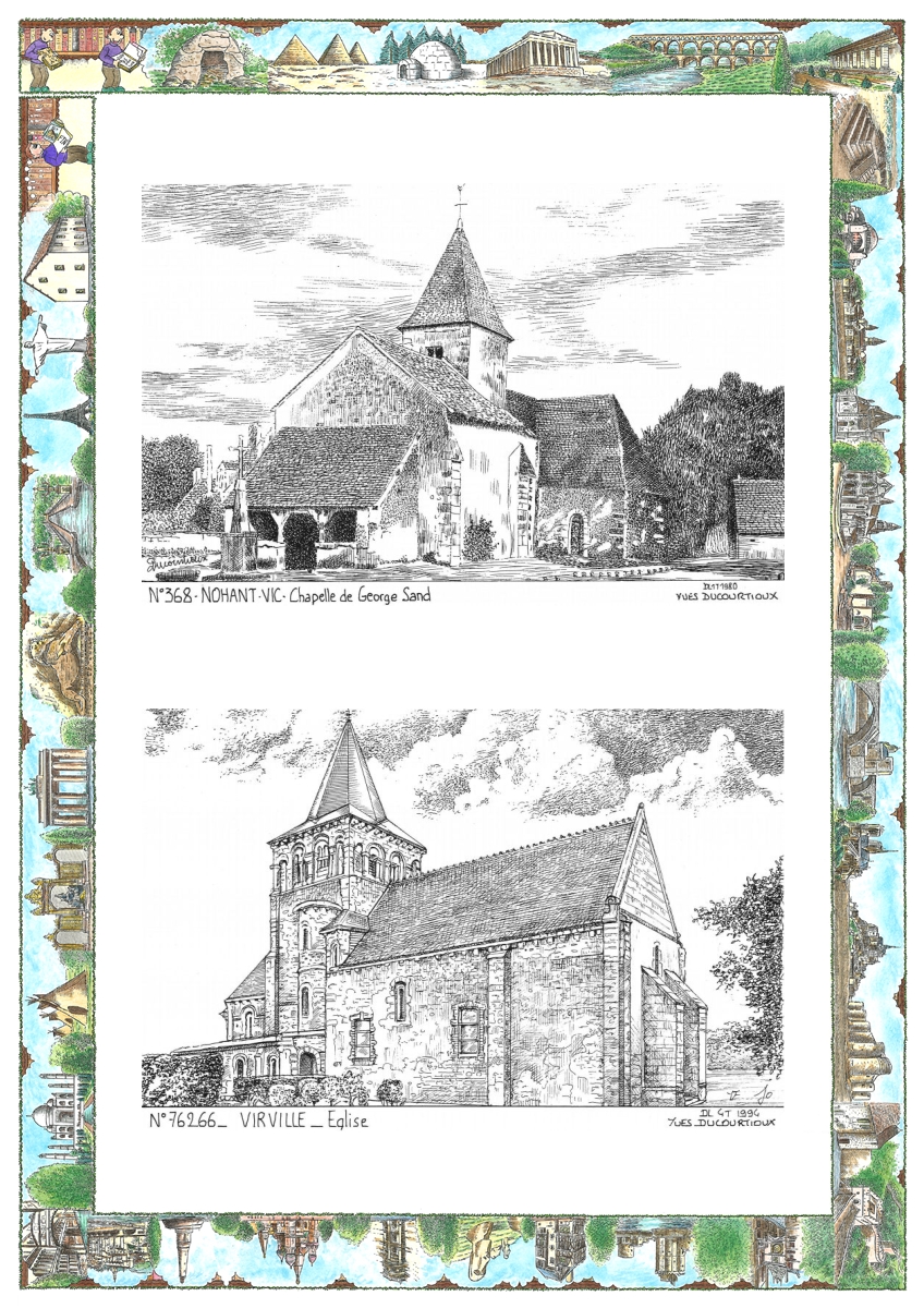 MONOCARTE N 36008-76266 - NOHANT VIC - chapelle de george sand / VIRVILLE - �glise