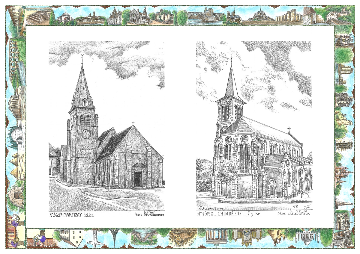 MONOCARTE N 36037-73150 - MARTIZAY - �glise / CHINDRIEUX - �glise