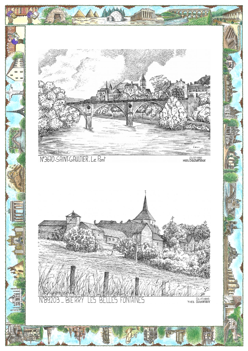 MONOCARTE N 36070-89203 - ST GAULTIER - le pont / BIERRY LES BELLES FONTAINE - vue