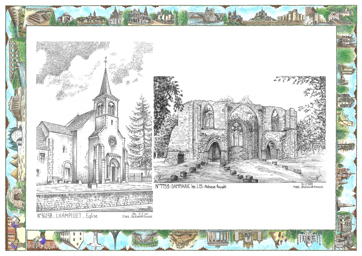 MONOCARTE N 36238-77059 - CHAMPILLET - �glise / DAMMARIE LES LYS - abbaye royale