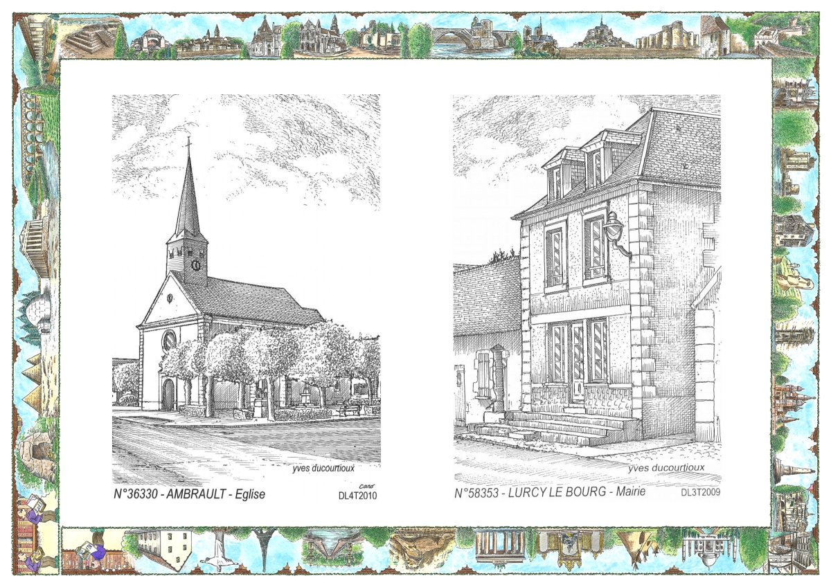 MONOCARTE N 36330-58353 - AMBRAULT - �glise / LURCY LE BOURG - mairie
