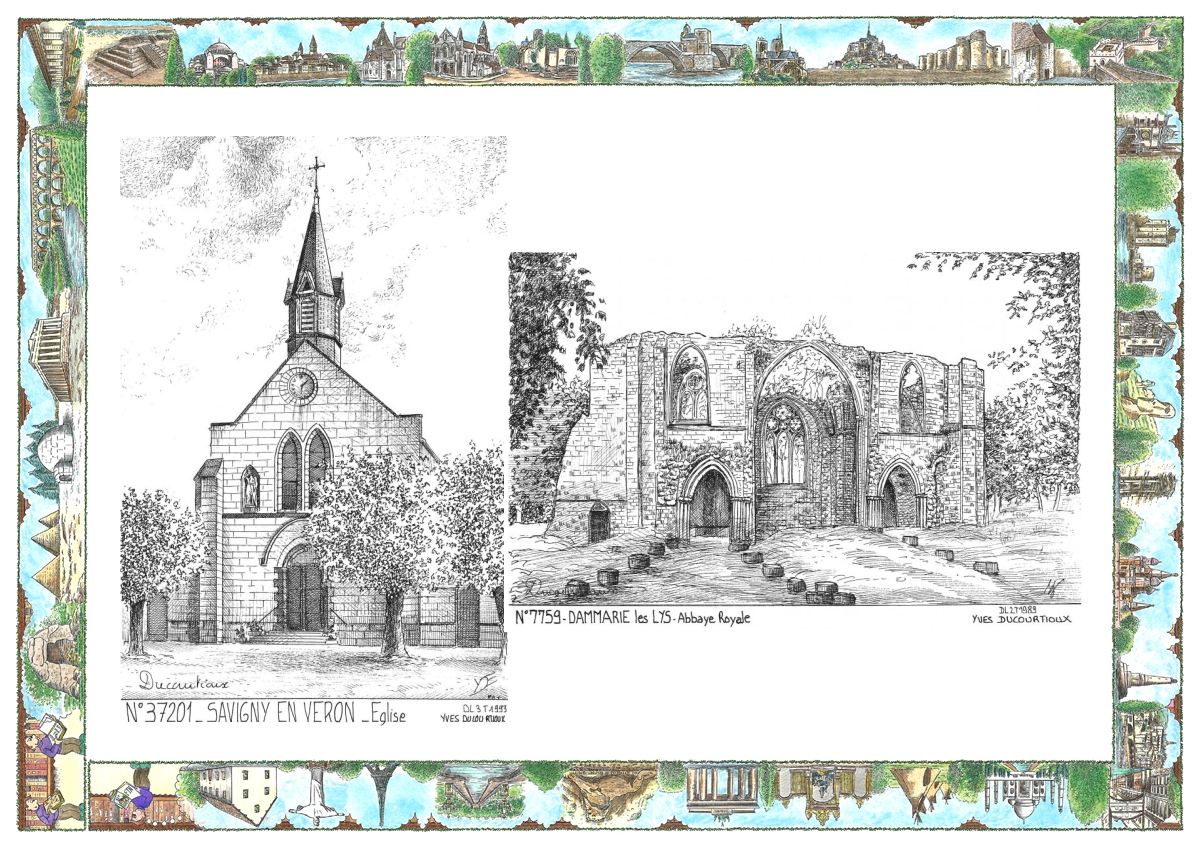 MONOCARTE N 37201-77059 - SAVIGNY EN VERON - �glise / DAMMARIE LES LYS - abbaye royale