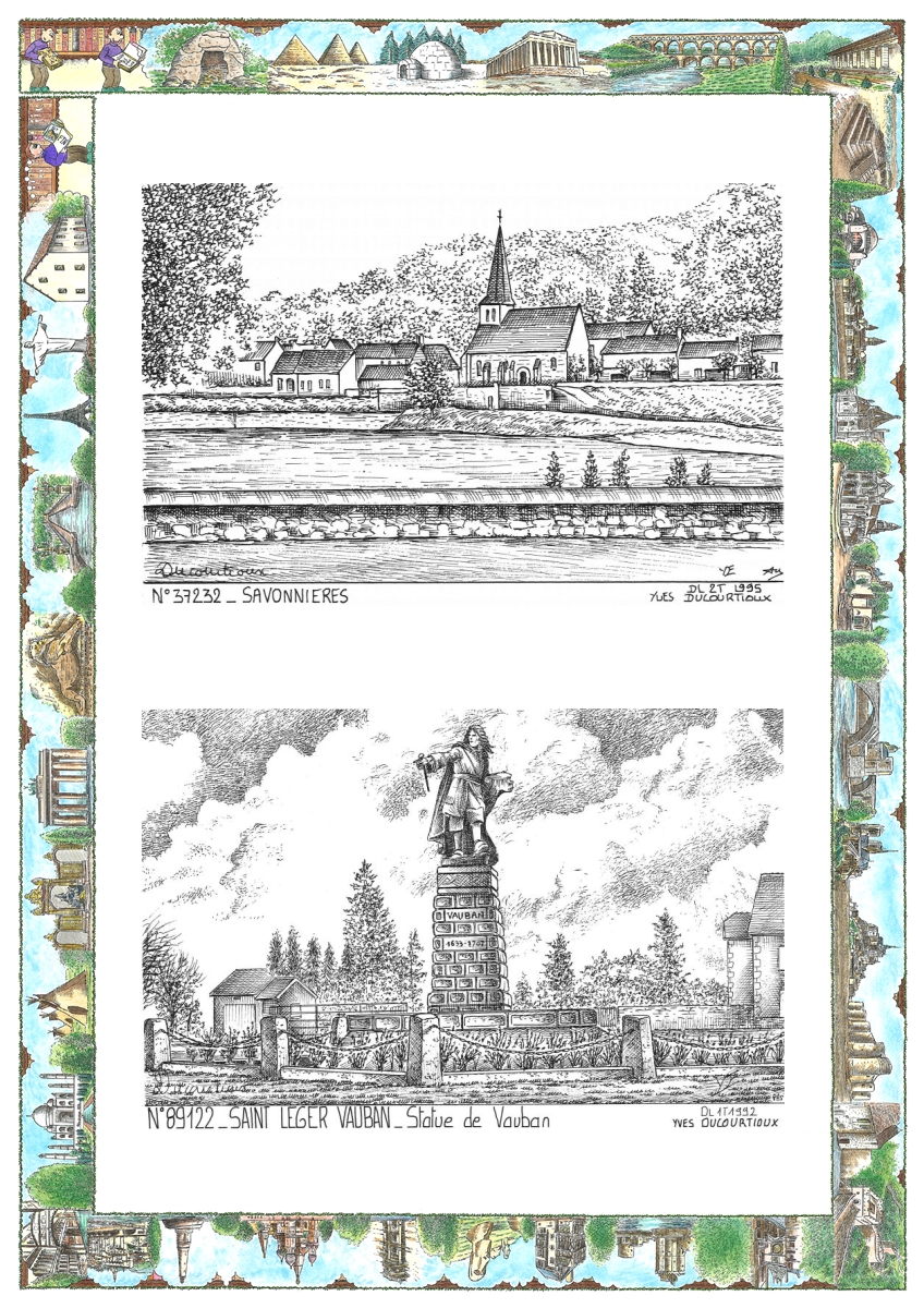 MONOCARTE N 37232-89122 - SAVONNIERES - vue / ST LEGER VAUBAN - statue de vauban