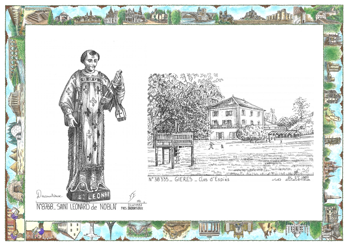 MONOCARTE N 38335-87068 - GIERES - clos d espi�s / ST LEONARD DE NOBLAT - statue de st l�onard