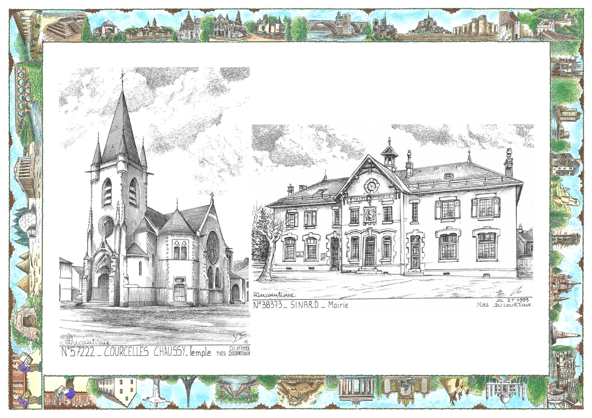 MONOCARTE N 38373-57222 - SINARD - mairie / COURCELLES CHAUSSY - temple