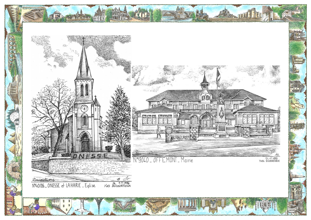 MONOCARTE N 40126-90040 - ONESSE ET LAHARIE - �glise / OFFEMONT - mairie