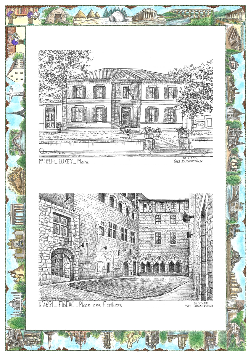 MONOCARTE N 40214-46051 - LUXEY - mairie / FIGEAC - place des �critures