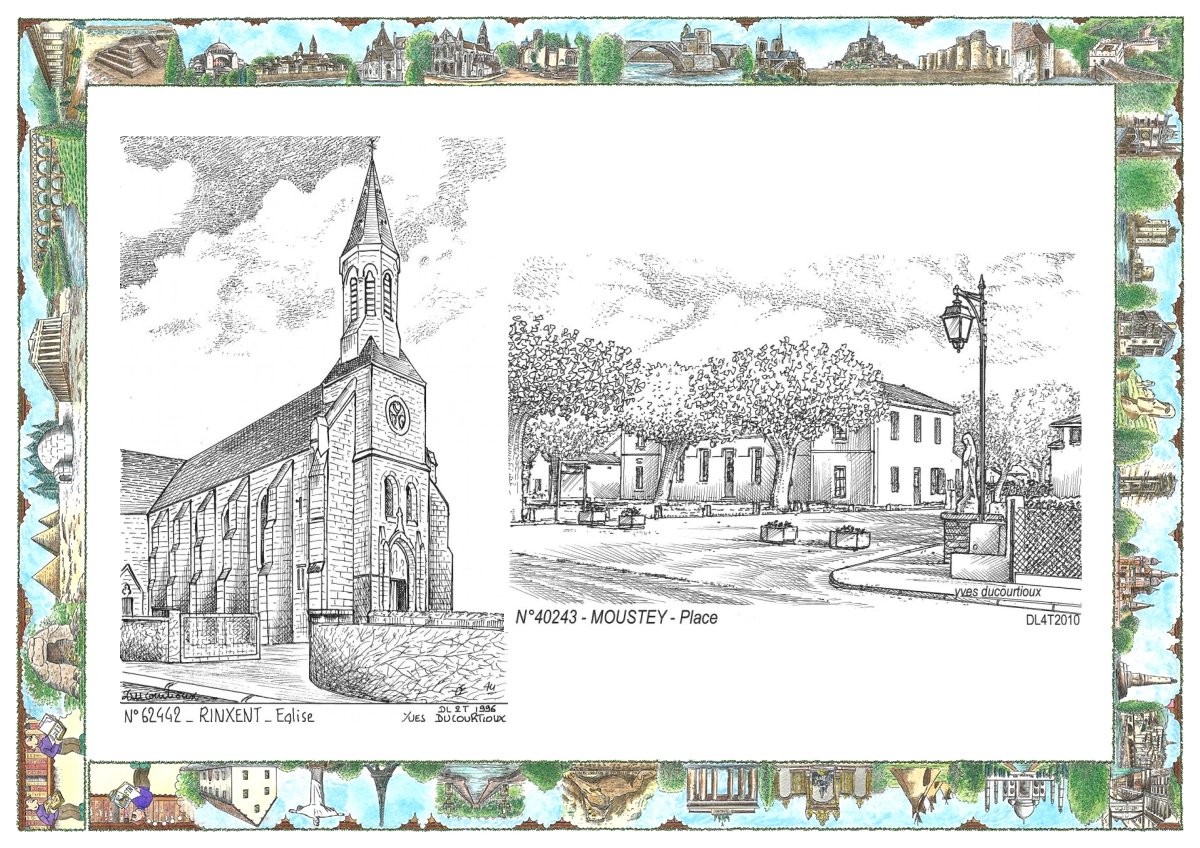 MONOCARTE N 40243-62442 - MOUSTEY - place / RINXENT - �glise