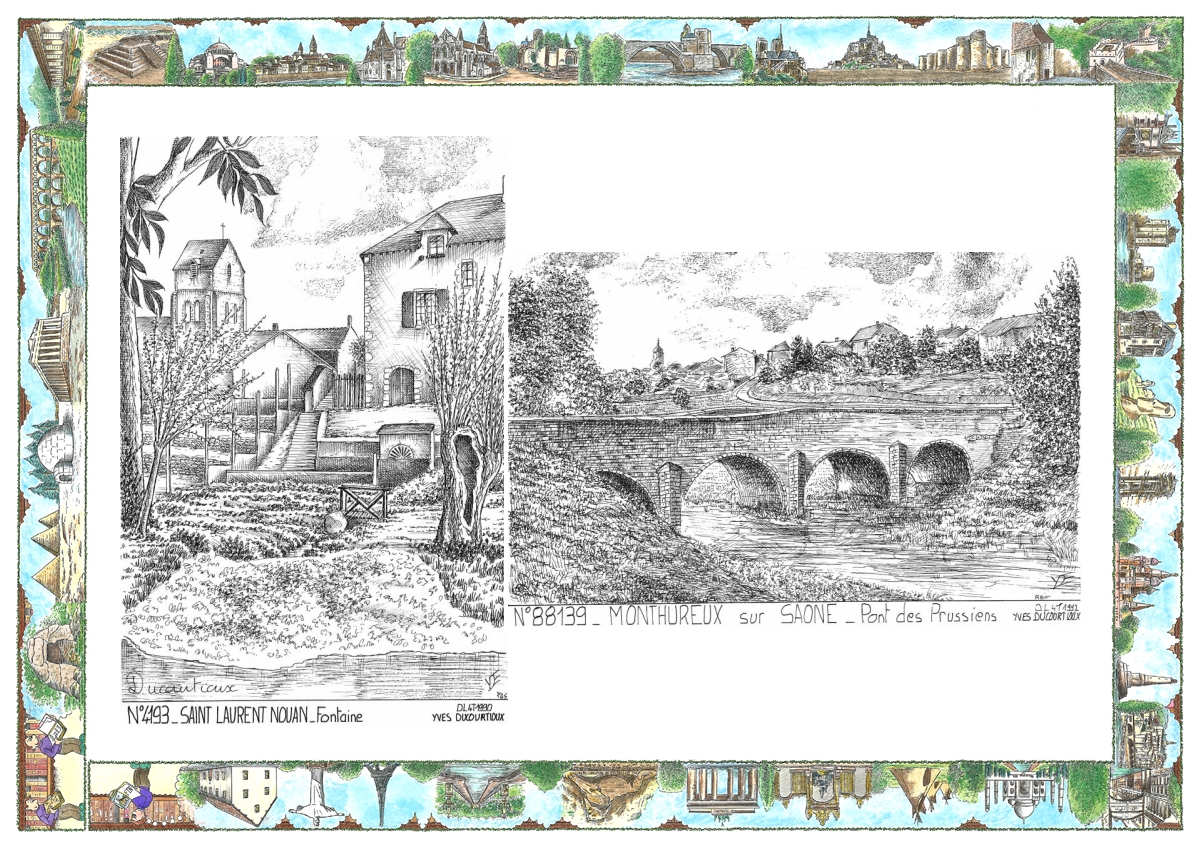 MONOCARTE N 41093-88139 - ST LAURENT NOUAN - fontaine / MONTHUREUX SUR SAONE - pont des prussiens