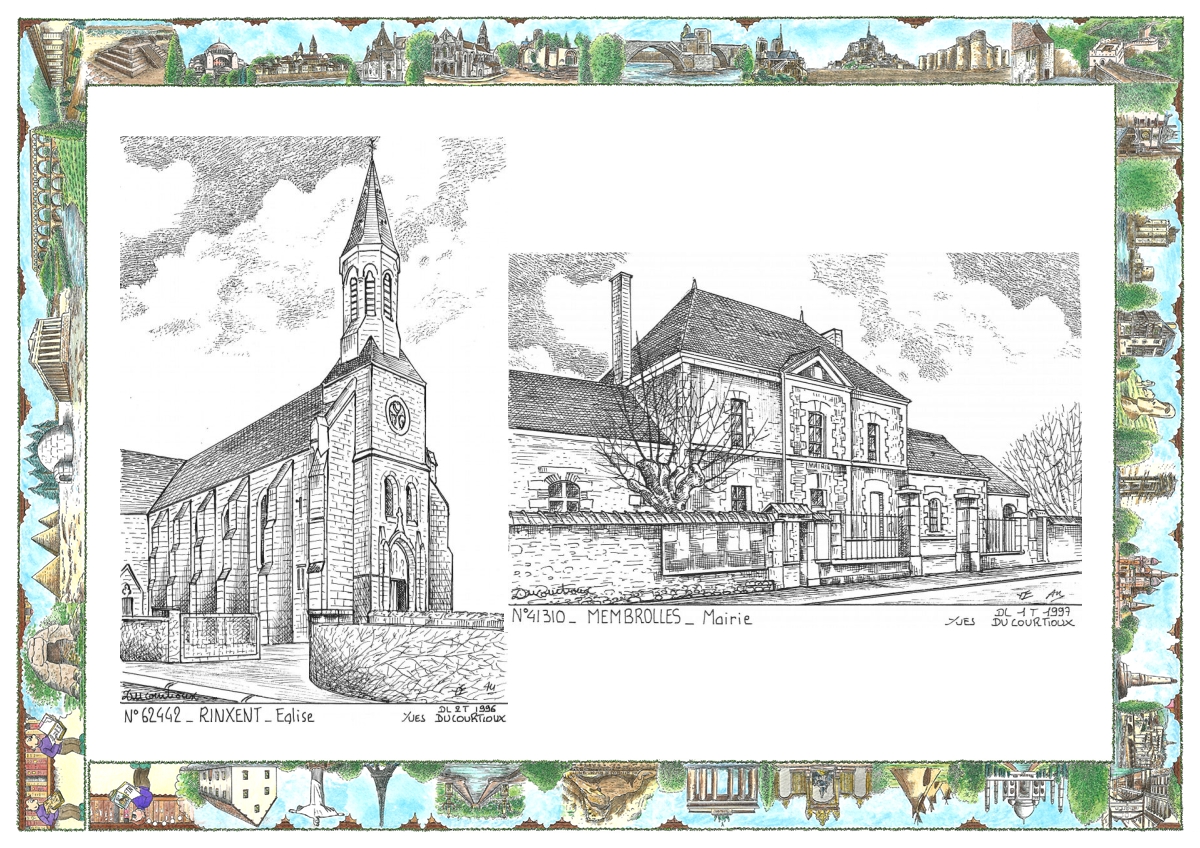 MONOCARTE N 41310-62442 - MEMBROLLES - mairie / RINXENT - �glise