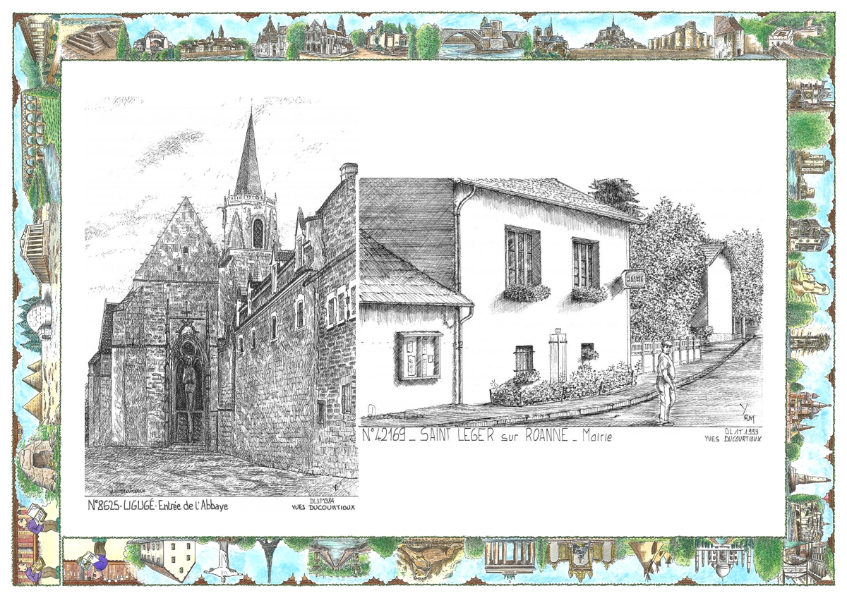MONOCARTE N 42169-86025 - ST LEGER SUR ROANNE - mairie / LIGUGE - entr�e de l abbaye