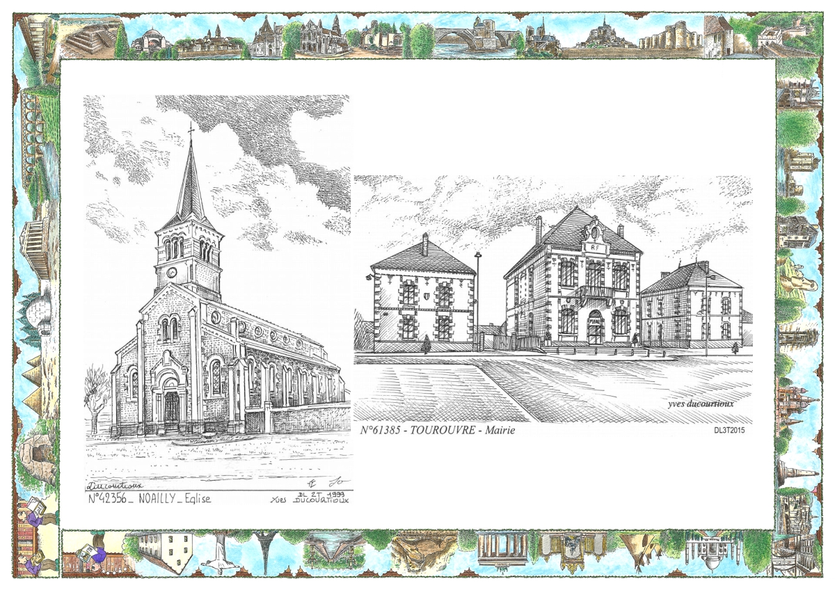 MONOCARTE N 42356-61385 - NOAILLY - �glise / TOUROUVRE - mairie