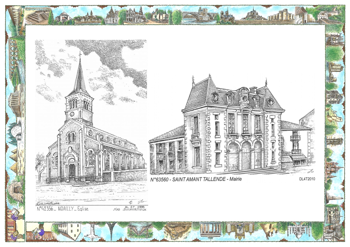 MONOCARTE N 42356-63560 - NOAILLY - �glise / ST AMANT TALLENDE - mairie