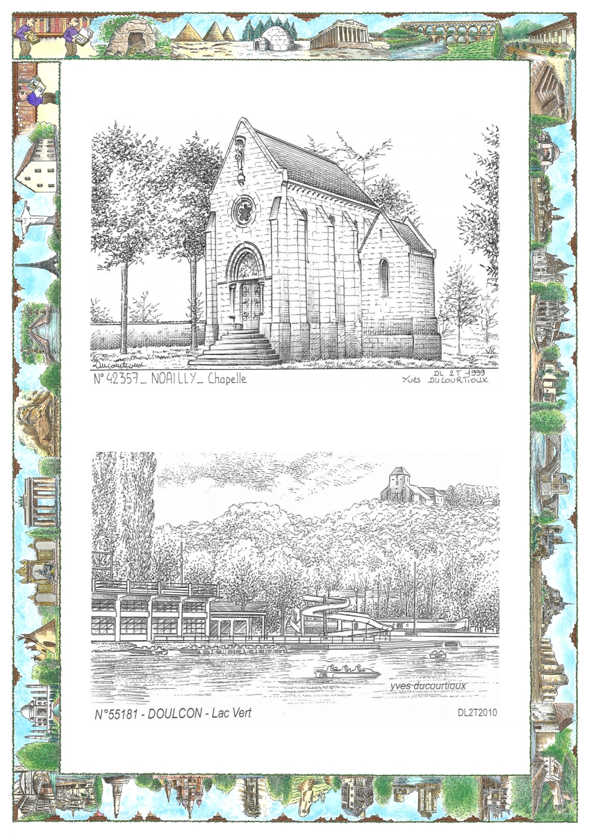 MONOCARTE N 42357-55181 - NOAILLY - chapelle / DOULCON - lac vert