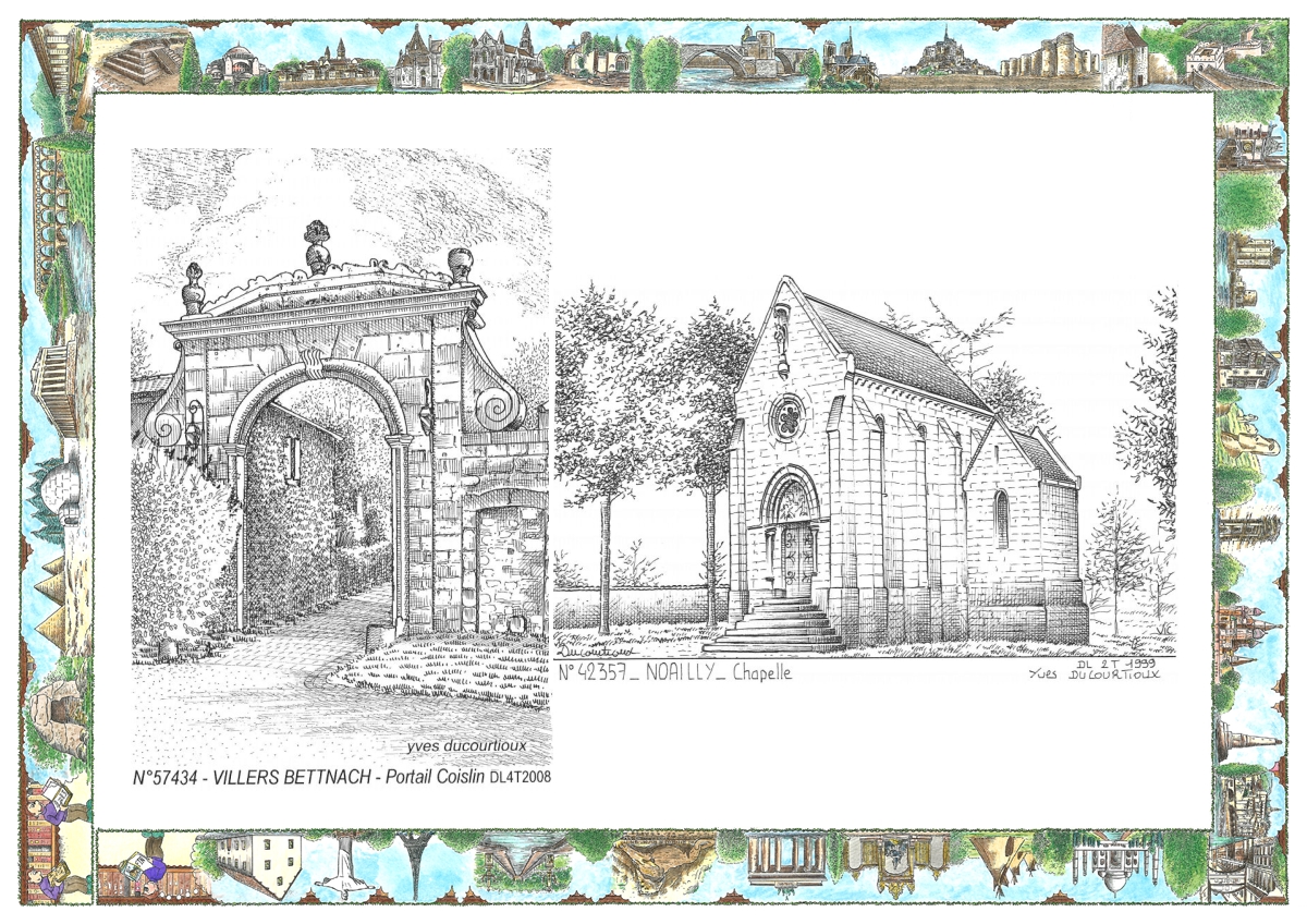 MONOCARTE N 42357-57434 - NOAILLY - chapelle / VILLERS BETTNACH - portail coislin