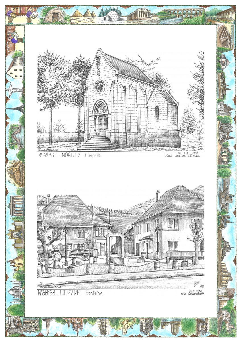 MONOCARTE N 42357-68183 - NOAILLY - chapelle / LIEPVRE - fontaine
