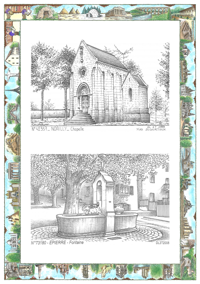 MONOCARTE N 42357-73180 - NOAILLY - chapelle / EPIERRE - fontaine