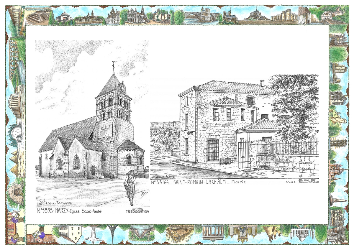 MONOCARTE N 43164-58059 - ST ROMAIN LACHALM - mairie / MARZY - �glise st andr�