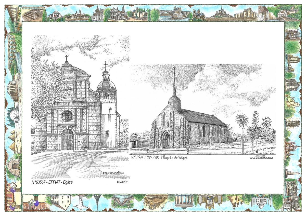MONOCARTE N 44098-63567 - TOUVOIS - chapelle de frelign� / EFFIAT - �glise