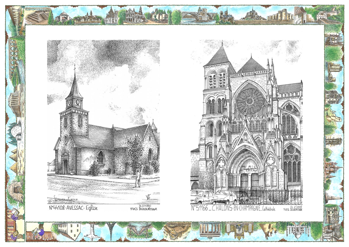MONOCARTE N 44108-51166 - AVESSAC - �glise / CHALONS EN CHAMPAGNE - cath�drale