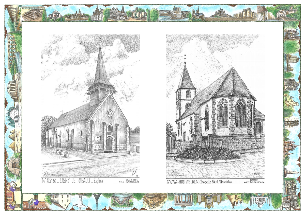 MONOCARTE N 45161-67024 - LIGNY LE RIBAULT - �glise / HOCHFELDEN - chapelle st wendelin