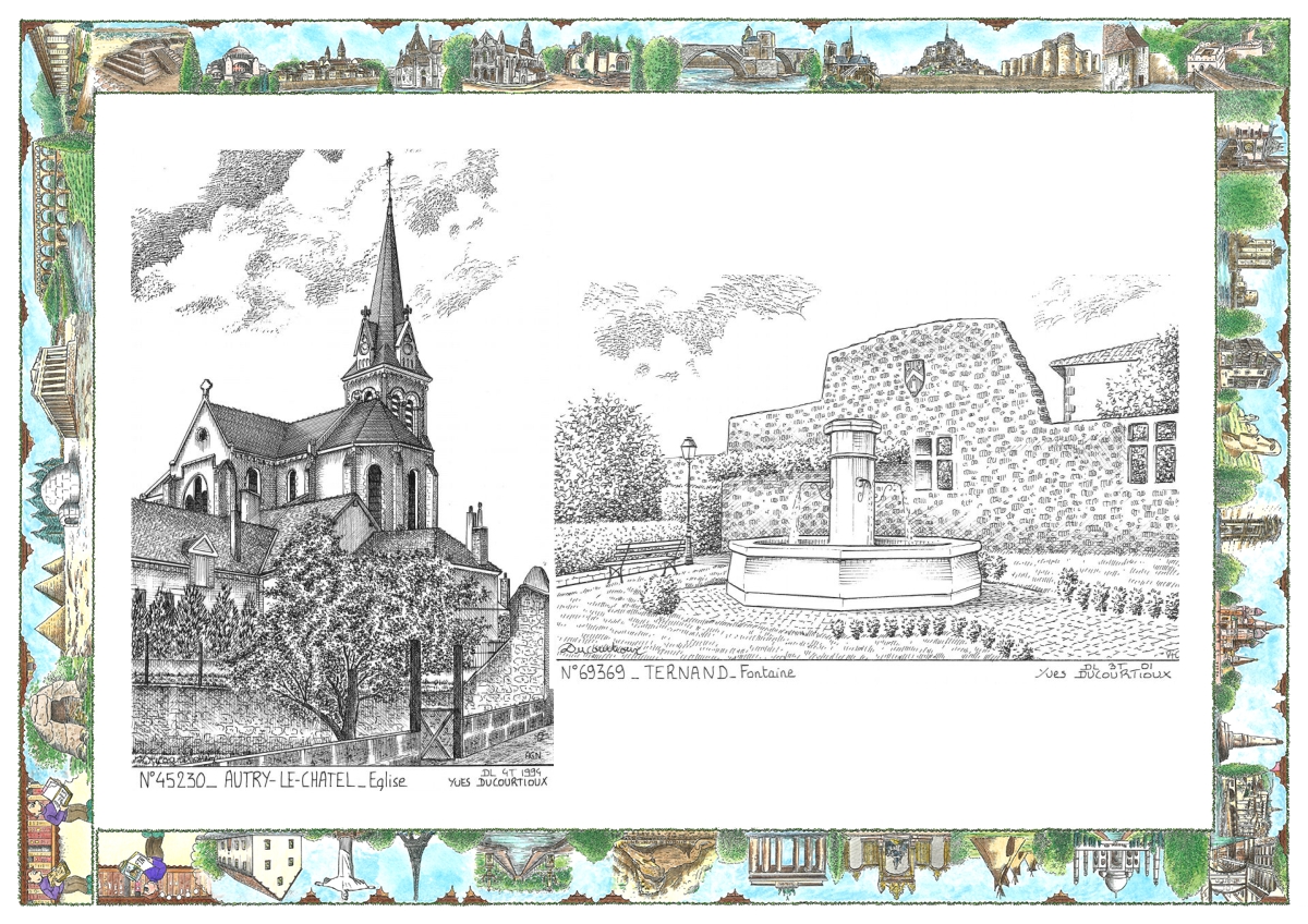 MONOCARTE N 45230-69369 - AUTRY LE CHATEL - �glise / TERNAND - fontaine