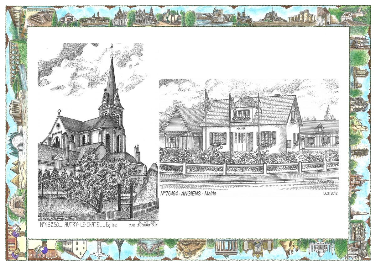 MONOCARTE N 45230-76494 - AUTRY LE CHATEL - �glise / ANGIENS - mairie
