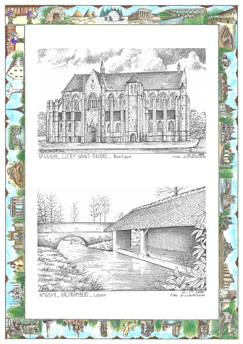 MONOCARTE N 45309-61249 - CLERY ST ANDRE - basilique / VALFRAMBERT - lavoir