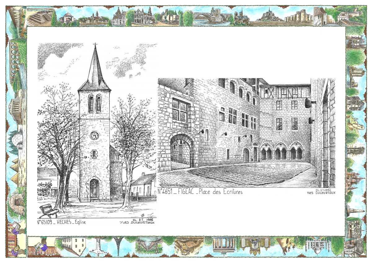 MONOCARTE N 46051-65109 - FIGEAC - place des �critures / HECHES - �glise