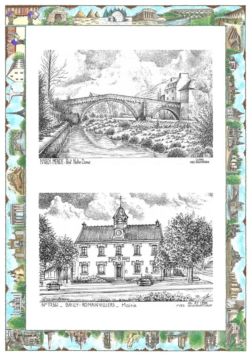 MONOCARTE N 48021-77361 - MENDE - pont notre dame / BAILLY ROMAINVILLIERS - mairie