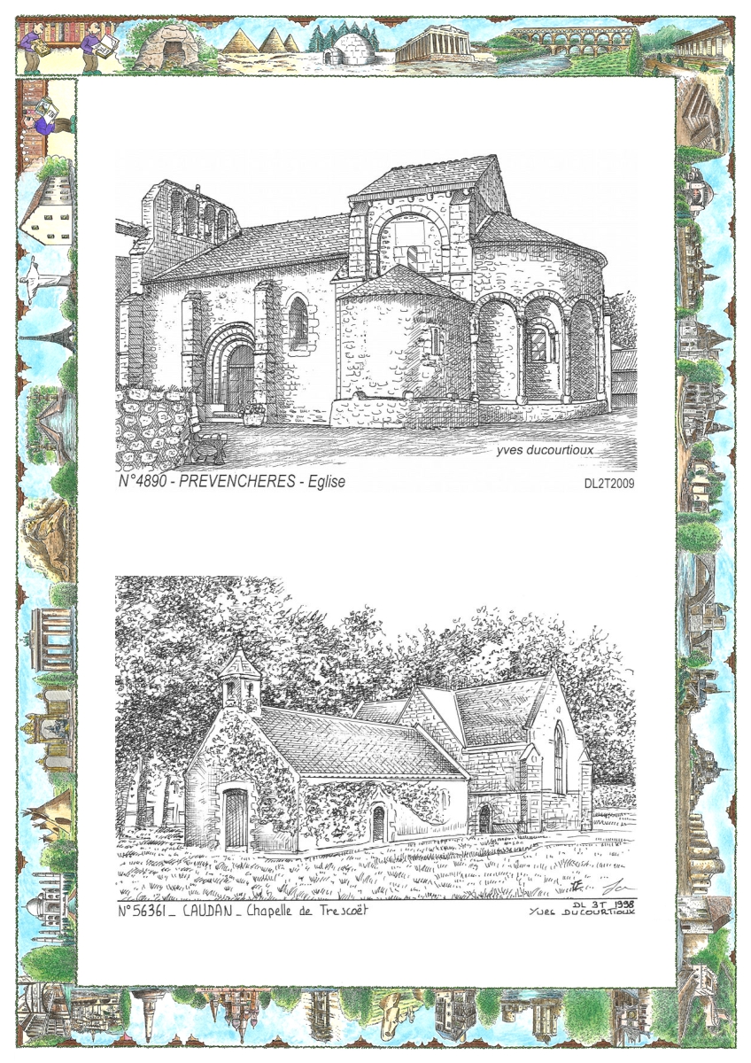 MONOCARTE N 48090-56361 - PREVENCHERES - �glise / CAUDAN - chapelle de tresco�t