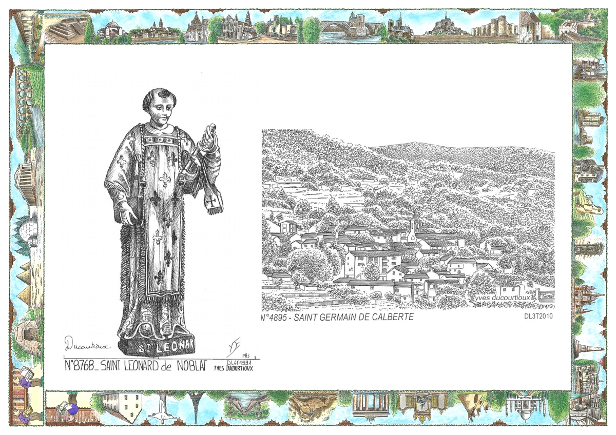 MONOCARTE N 48095-87068 - ST GERMAIN DE CALBERTE - vue / ST LEONARD DE NOBLAT - statue de st l�onard