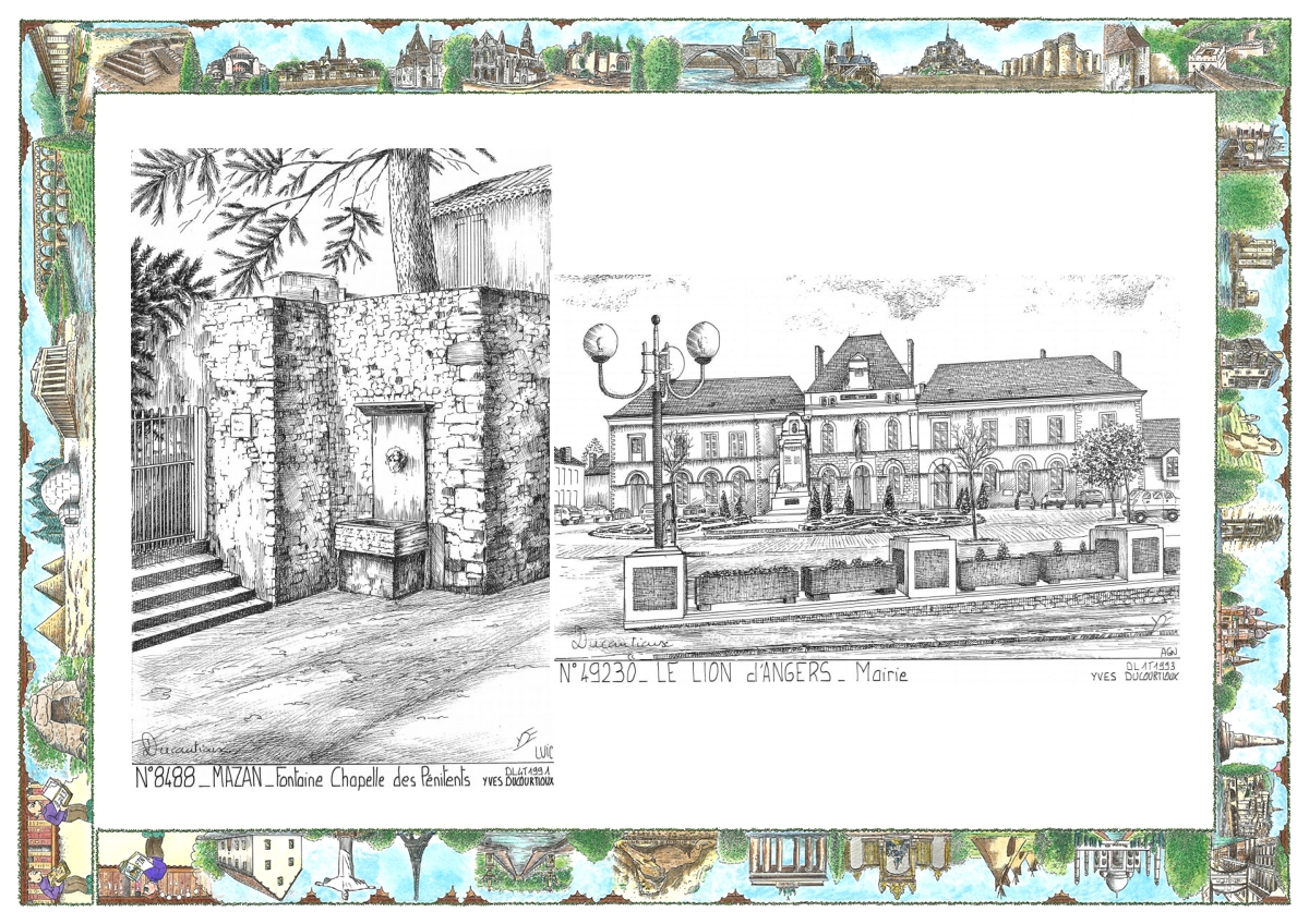 MONOCARTE N 49230-84088 - LE LION D ANGERS - mairie / MAZAN - fontaine chapelle des p�nitent