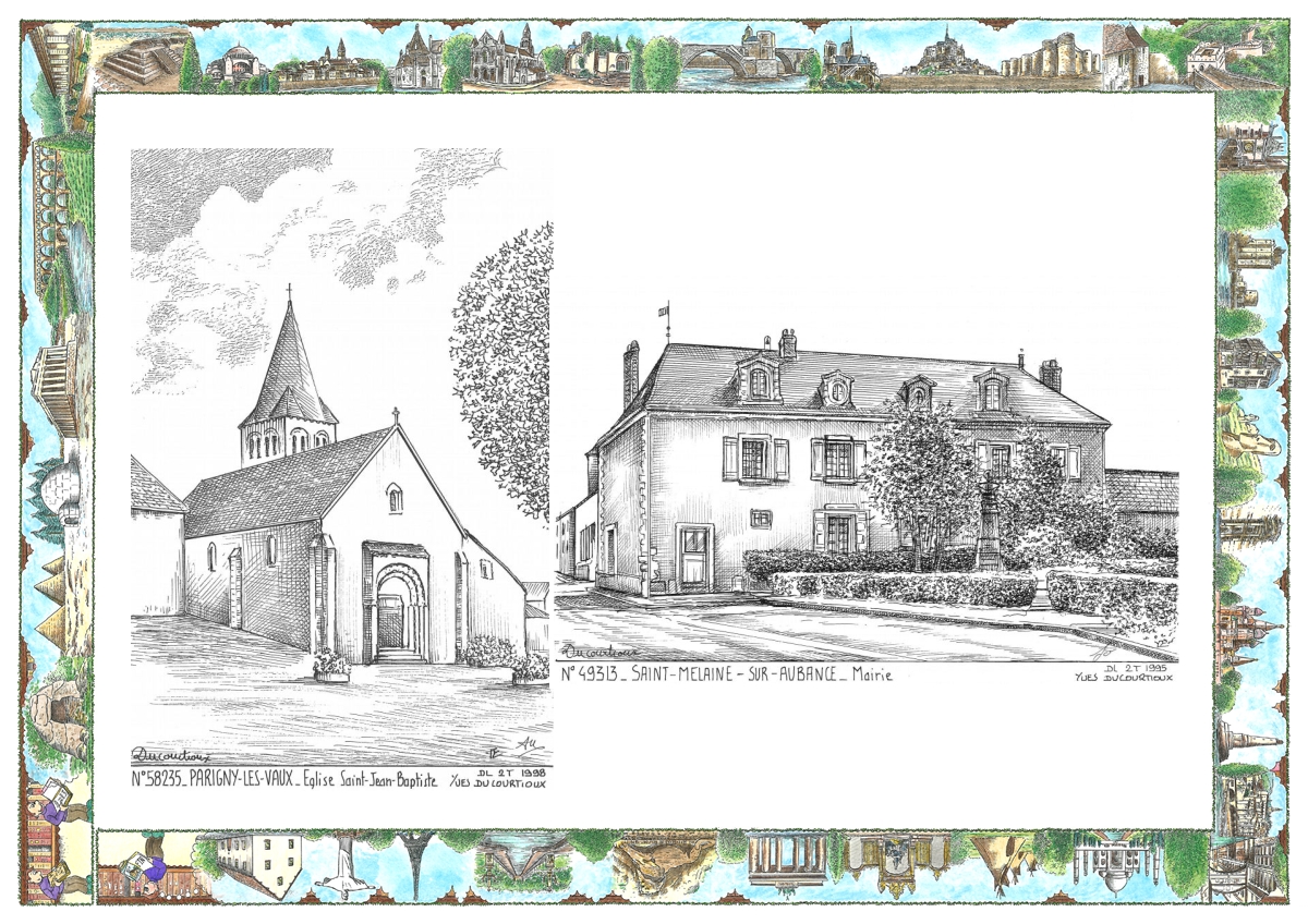 MONOCARTE N 49313-58235 - ST MELAINE SUR AUBANCE - mairie / PARIGNY LES VAUX - �glise st jean baptiste