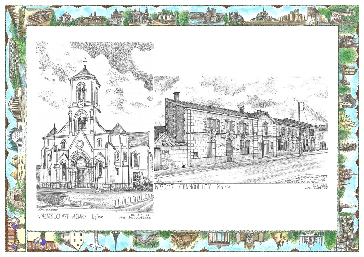 MONOCARTE N 49475-52117 - CHAZE HENRY - �glise / CHAMOUILLEY - mairie