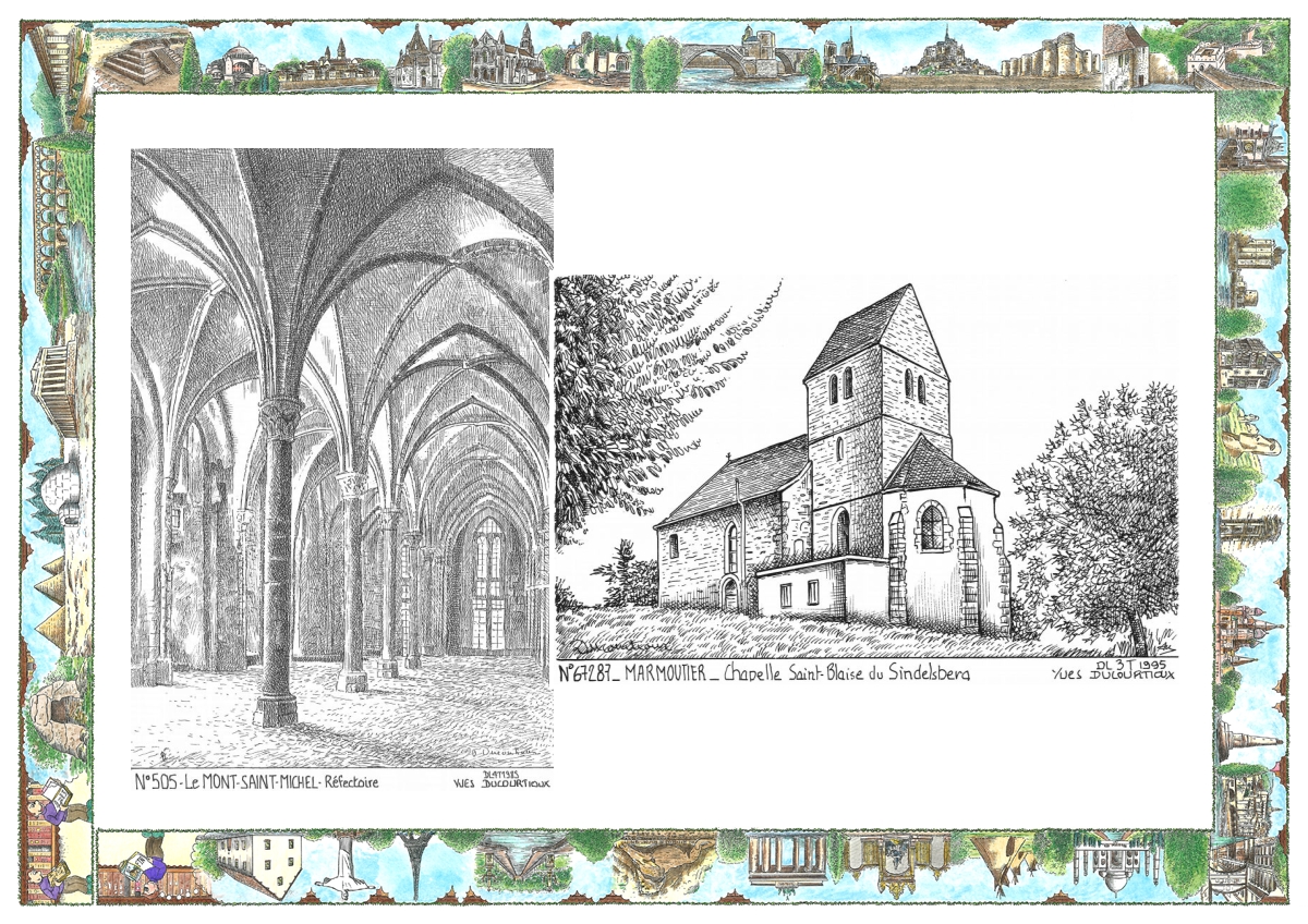 MONOCARTE N 50005-67287 - LE MONT ST MICHEL - r�fectoire / MARMOUTIER - chapelle st blaise du sindelsb
