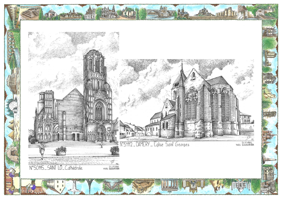 MONOCARTE N 50115-51112 - ST LO - cath�drale / DAMERY - �glise st georges
