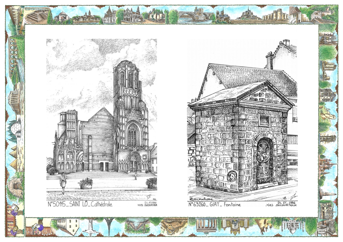 MONOCARTE N 50115-63260 - ST LO - cath�drale / GIAT - fontaine