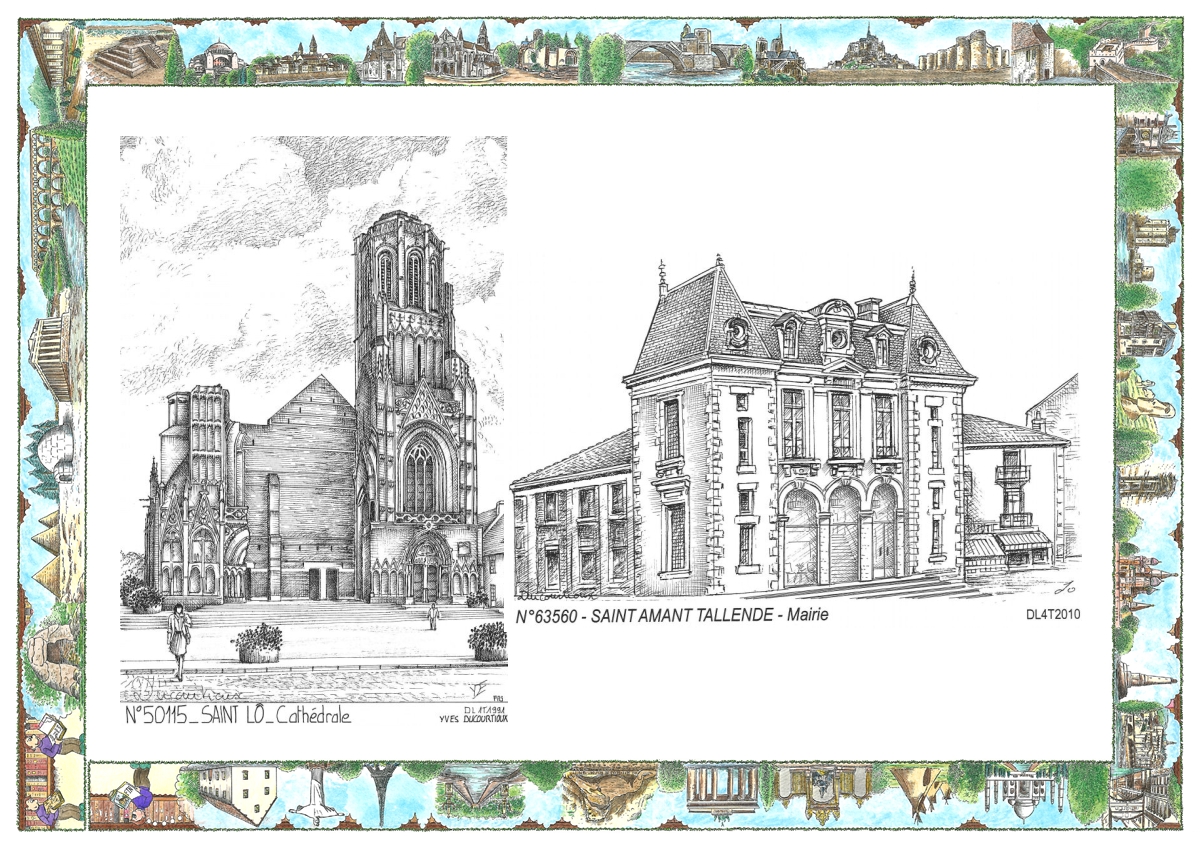 MONOCARTE N 50115-63560 - ST LO - cath�drale / ST AMANT TALLENDE - mairie