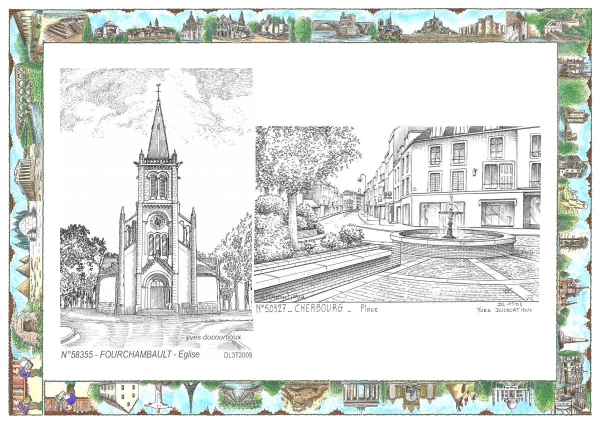 MONOCARTE N 50327-58355 - CHERBOURG - place / FOURCHAMBAULT - �glise