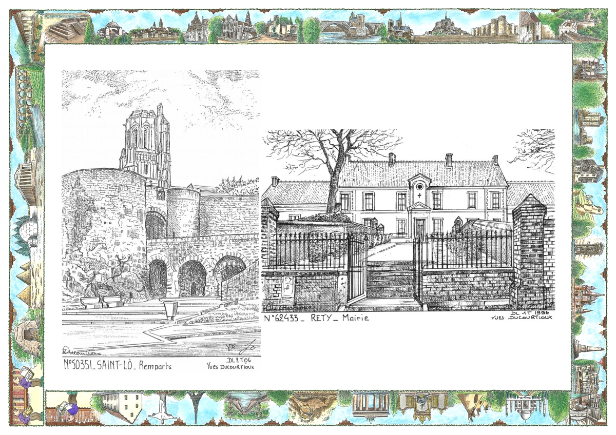 MONOCARTE N 50351-62433 - ST LO - remparts / RETY - mairie