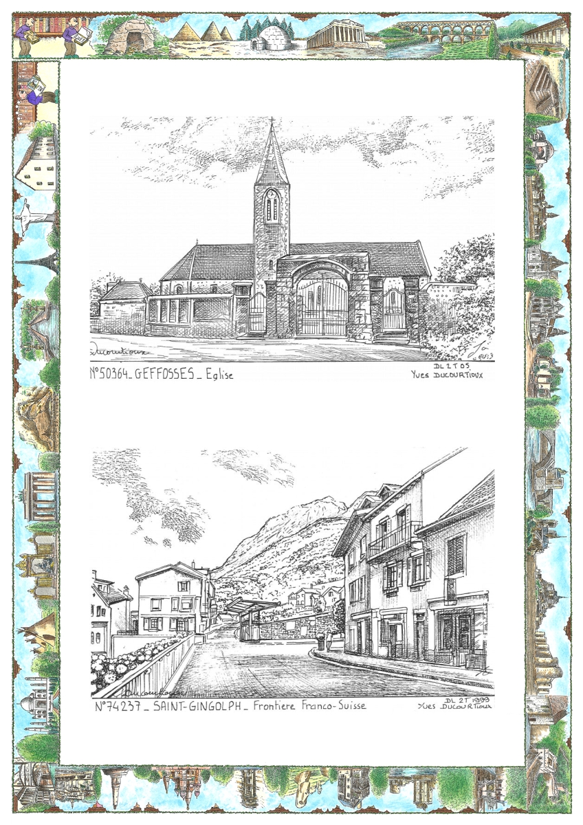 MONOCARTE N 50364-74237 - GEFFOSSES - �glise / ST GINGOLPH - fronti�re franco suisse