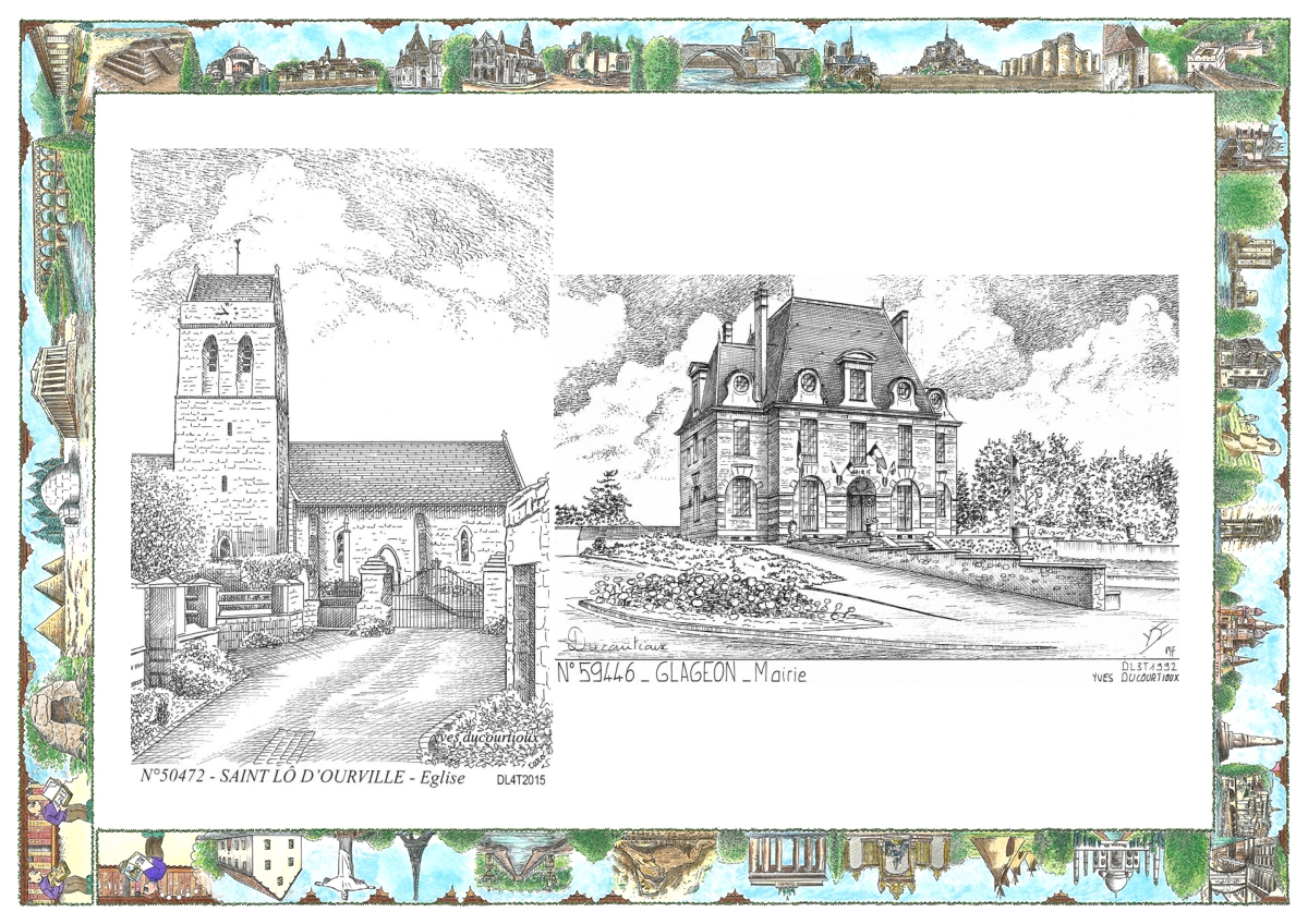 MONOCARTE N 50472-59446 - ST LO D OURVILLE - �glise / GLAGEON - mairie